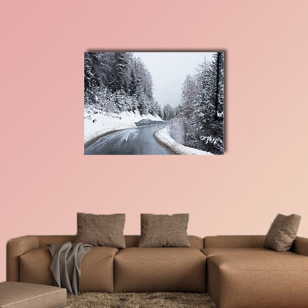 Winter Road through Icy Forest Covered Snow, Austria wall art