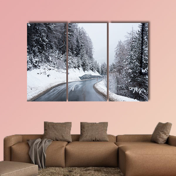 Winter Road through Icy Forest Covered Snow, Austria wall art