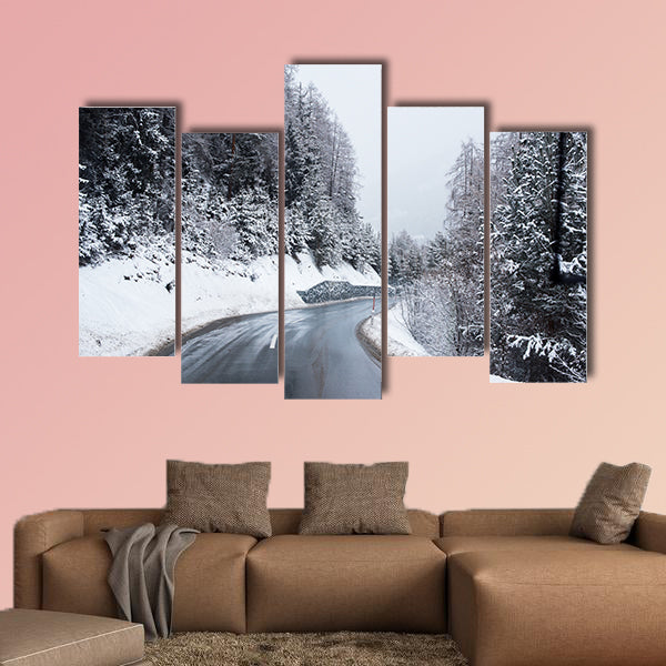 Winter Road through Icy Forest Covered Snow, Austria wall art