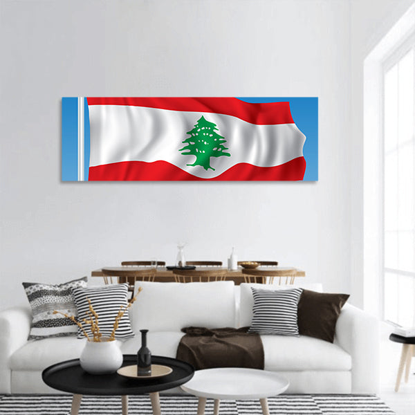 Flag of Lebanon - vector illustration Panoramic canvas Wall Art