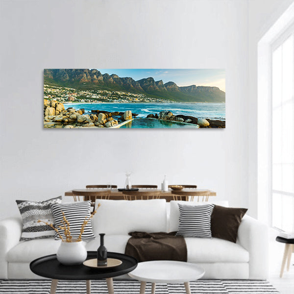 Camps Bay in South Africa at Dusk, Panoramic canvas Wall Art