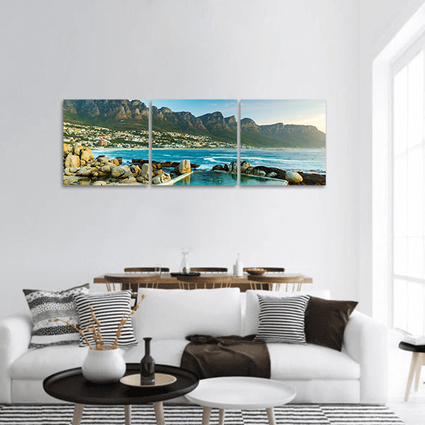Camps Bay in South Africa at Dusk, Panoramic canvas Wall Art