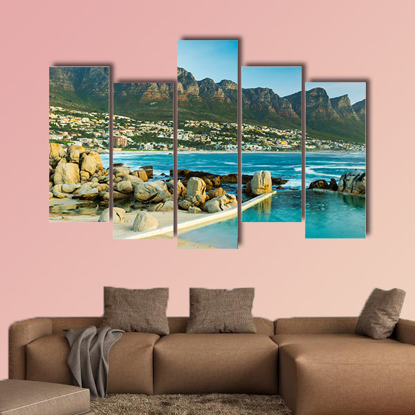 Panorama of Camps Bay in South Africa at Dusk multi panel canvas wall art