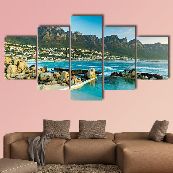 Panorama of Camps Bay in South Africa at Dusk multi panel canvas wall art