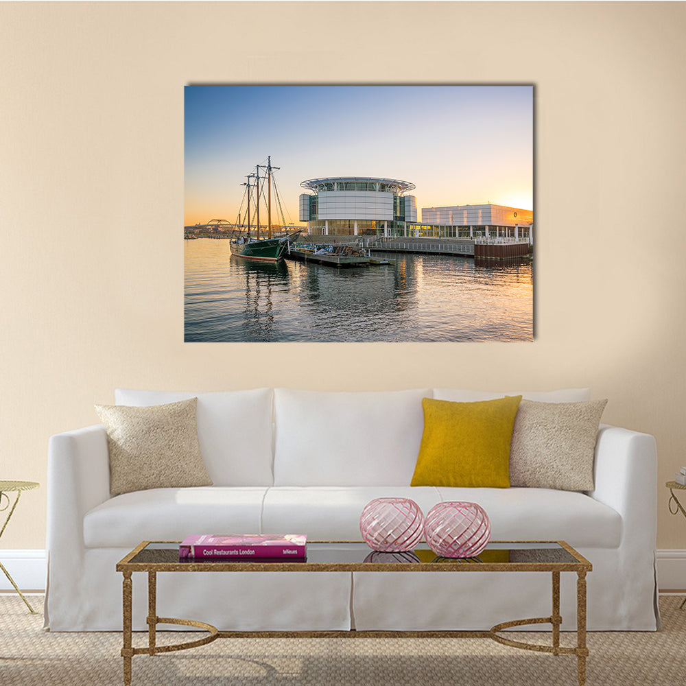 The Milwaukee Skyline At Twilight With City Reflection Multi Panel Canvas Wall Art