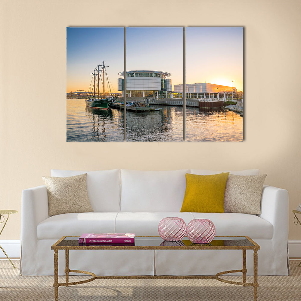 The Milwaukee Skyline At Twilight With City Reflection Multi Panel Canvas Wall Art