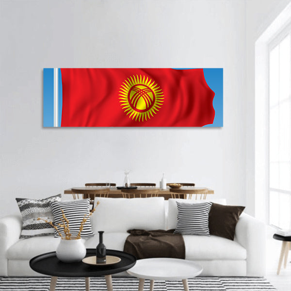 Flag of Kyrgyzstan Panoramic canvas Wall Art