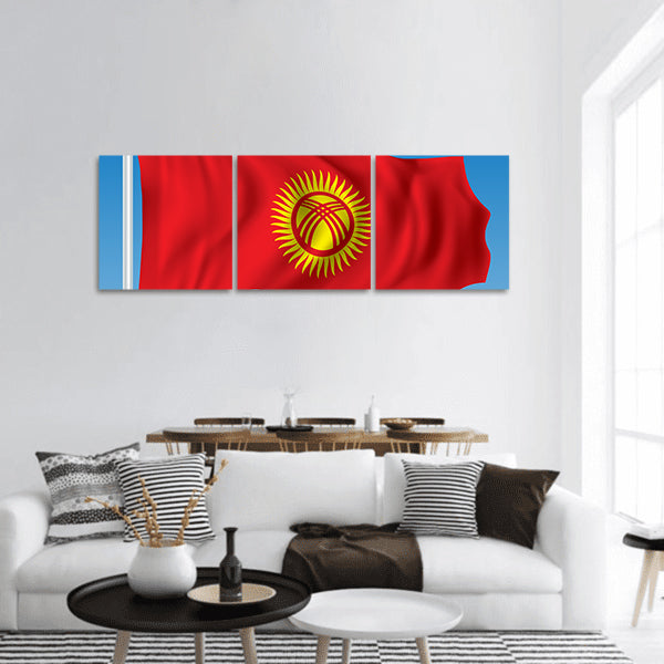 Flag of Kyrgyzstan Panoramic canvas Wall Art