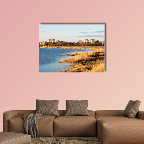 Beautiful sunrise over the lake in country with warm colors wall art