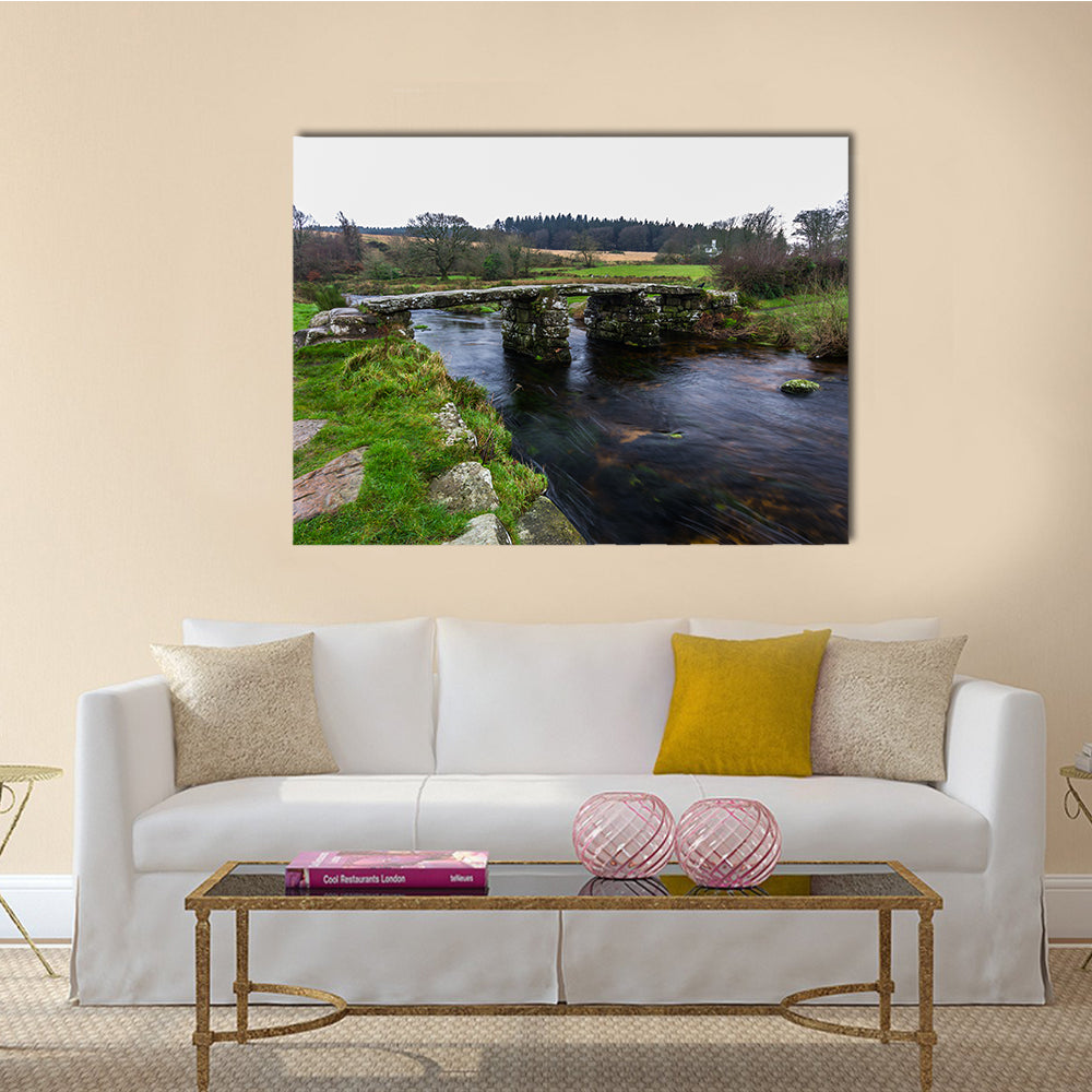 Fine example of Clapper Bridge Post Bridge in the United Kingdom multi panel canvas wall art