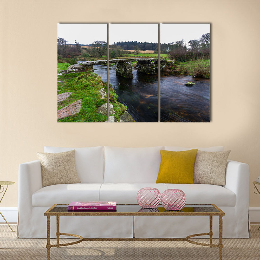 Fine example of Clapper Bridge Post Bridge in the United Kingdom multi panel canvas wall art
