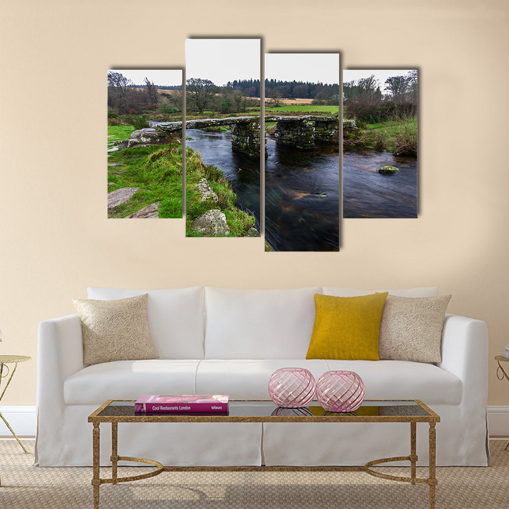 Fine example of Clapper Bridge Post Bridge in the United Kingdom multi panel canvas wall art
