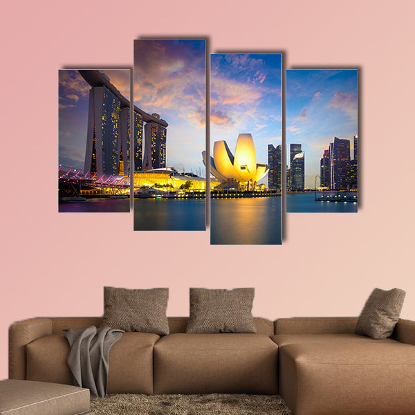 Marina bay Singapore at dusk, Singapore city skyline. canvas wall art