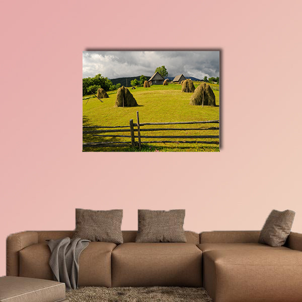 Field with haystack multi panel canvas wall art