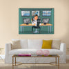 Security guard character watching cameras Multi panel canvas wall art