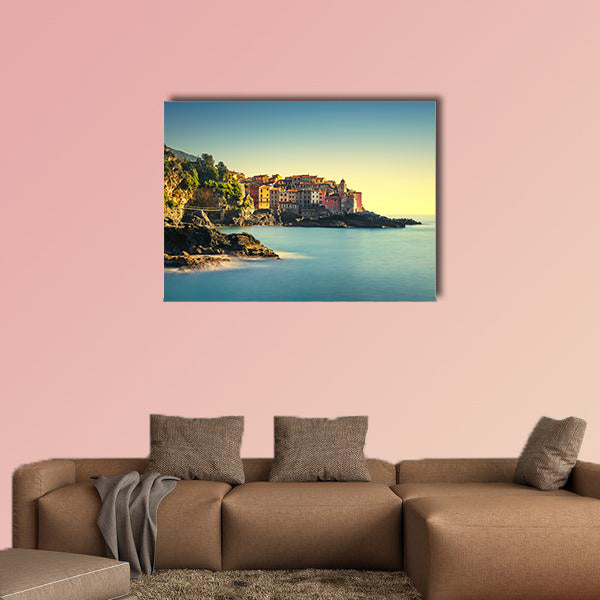 Tellaro rocks and old village on the sea multi panel canvas wall art