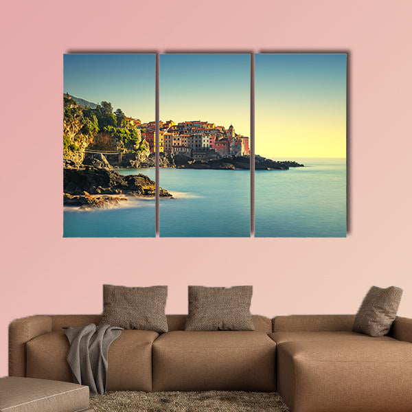 Tellaro rocks and old village on the sea multi panel canvas wall art