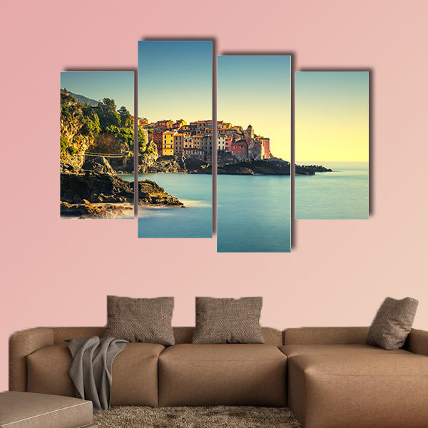 Tellaro rocks and old village on the sea multi panel canvas wall art