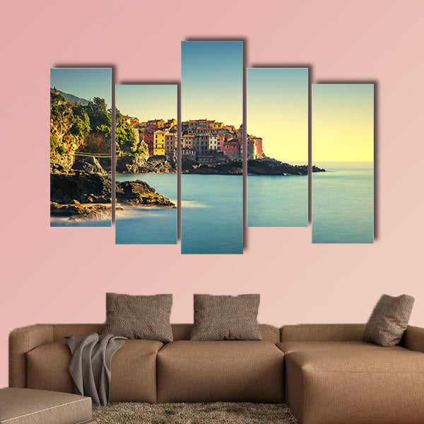 Tellaro rocks and old village on the sea multi panel canvas wall art