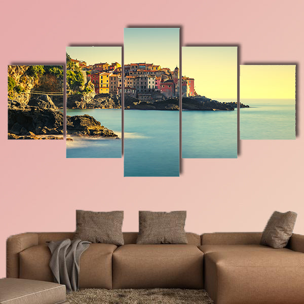 Tellaro rocks and old village on the sea multi panel canvas wall art