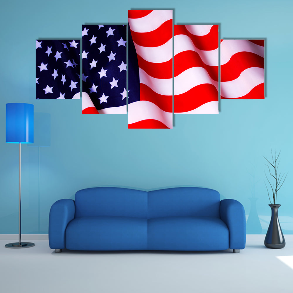 Waving American Flag Multi panel canvas wall art