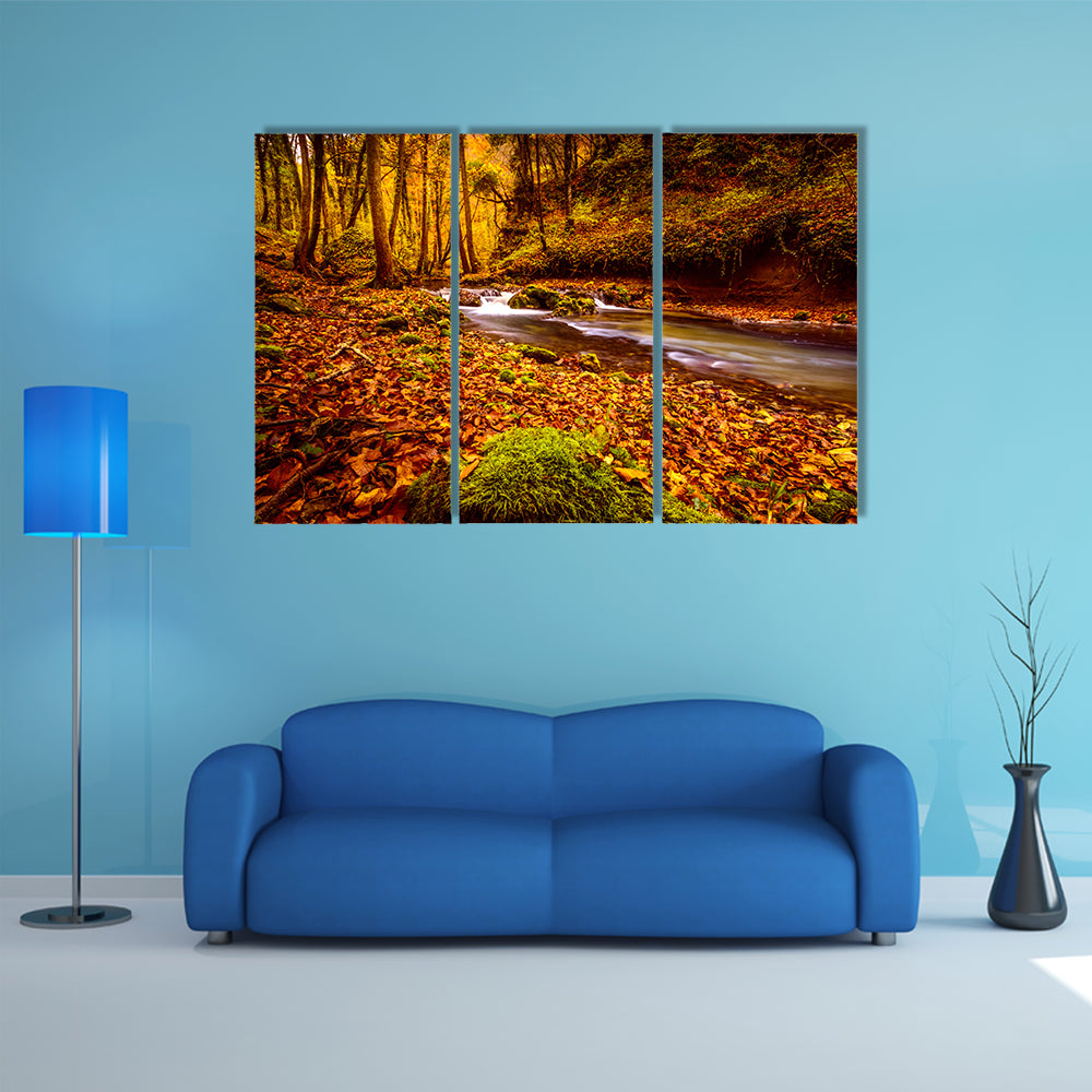 The Forest Strem In The Wood On Zumberak Hills Near Samobor Croatia Multi Panel Canvas Wall Art
