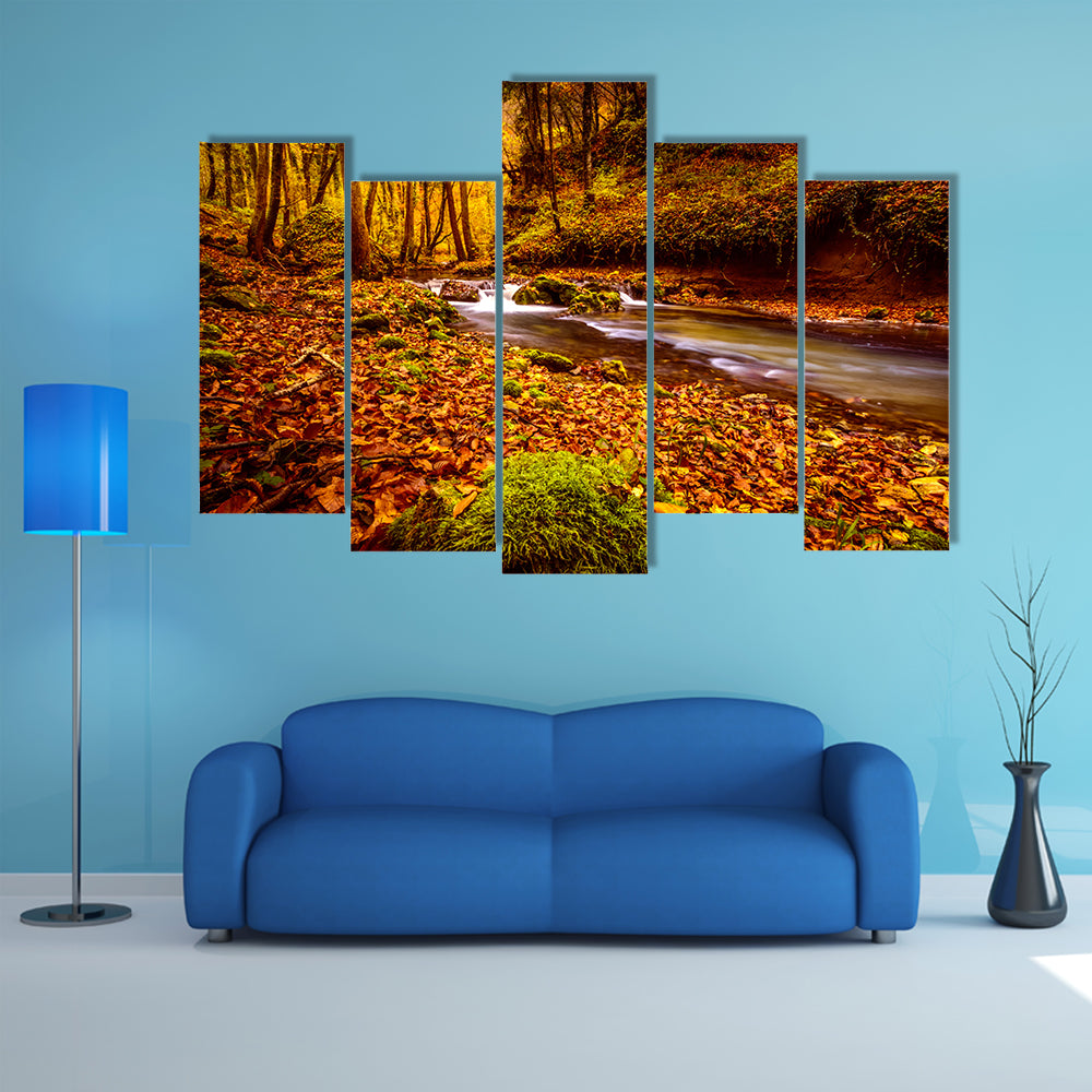 The Forest Strem In The Wood On Zumberak Hills Near Samobor Croatia Multi Panel Canvas Wall Art