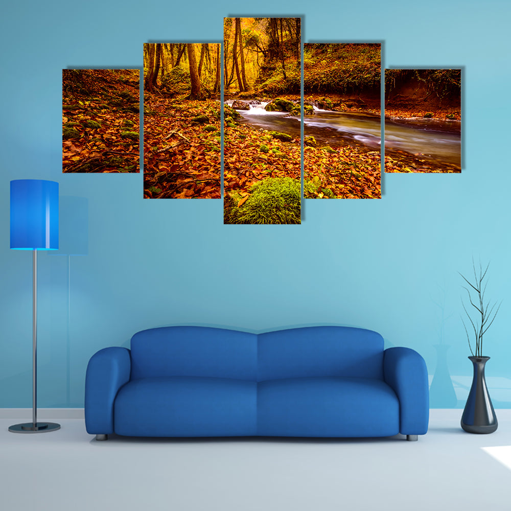 The Forest Strem In The Wood On Zumberak Hills Near Samobor Croatia Multi Panel Canvas Wall Art