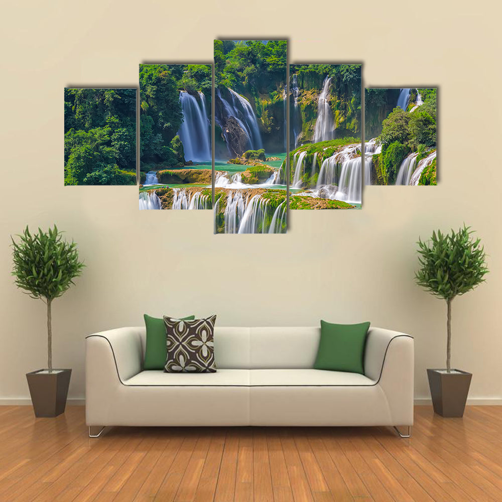 landscape view of waterfall Detian multi panel canvas wall art
