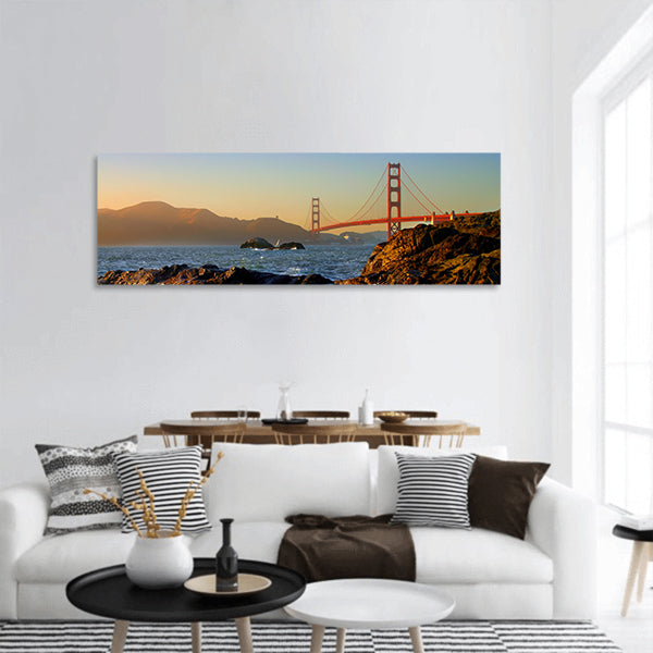 Baker public beach on Pacific Ocean coast San Francisco panoramic canvas wall art