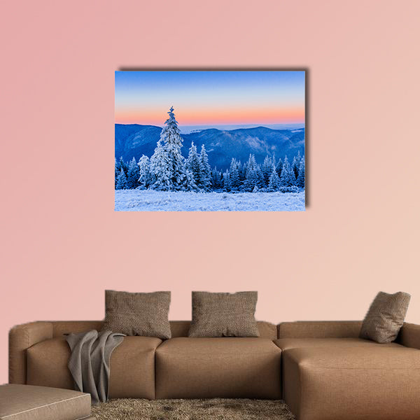 Winter landscape trees in frost Multi panel canvas wall art