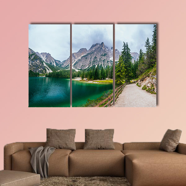 Lake between mountains multi panel canvas wall art