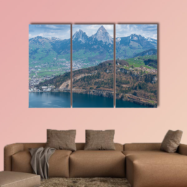 Muota valley in central Switzerland between Alps in south, Lake Lucerne to the west and Lake Zurich in north Multi panel canvas wall art