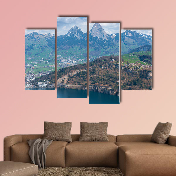 Muota valley in central Switzerland between Alps in south, Lake Lucerne to the west and Lake Zurich in north Multi panel canvas wall art