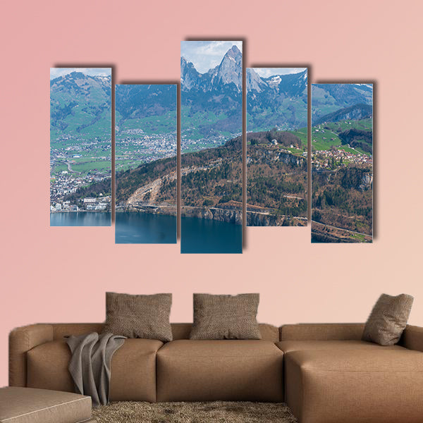 Muota valley in central Switzerland between Alps in south, Lake Lucerne to the west and Lake Zurich in north Multi panel canvas wall art