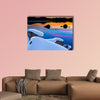 Winter shot of Lake Tahoe with snow on rocks  multi panel canvas wall art