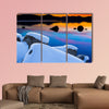 Winter shot of Lake Tahoe with snow on rocks  multi panel canvas wall art