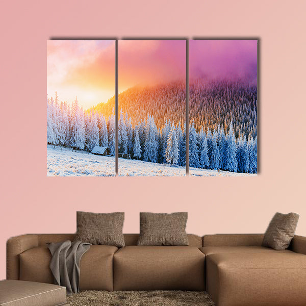 Sunny winter landscape Mutli panel canvas wall art