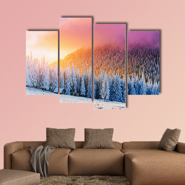 Sunny winter landscape Mutli panel canvas wall art