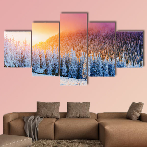 Sunny winter landscape Mutli panel canvas wall art