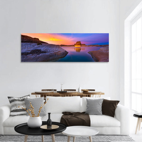 Lone Rock Beach at Sunset Calm Lake Powell Utah US Panoramic canvas Wall Art