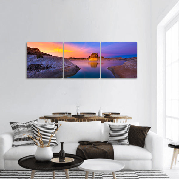 Lone Rock Beach at Sunset Calm Lake Powell Utah US Panoramic canvas Wall Art