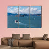 Red and White Ferry toward Alcatraz Prison multi panel canvas wall art