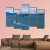 Red and White Ferry toward Alcatraz Prison multi panel canvas wall art