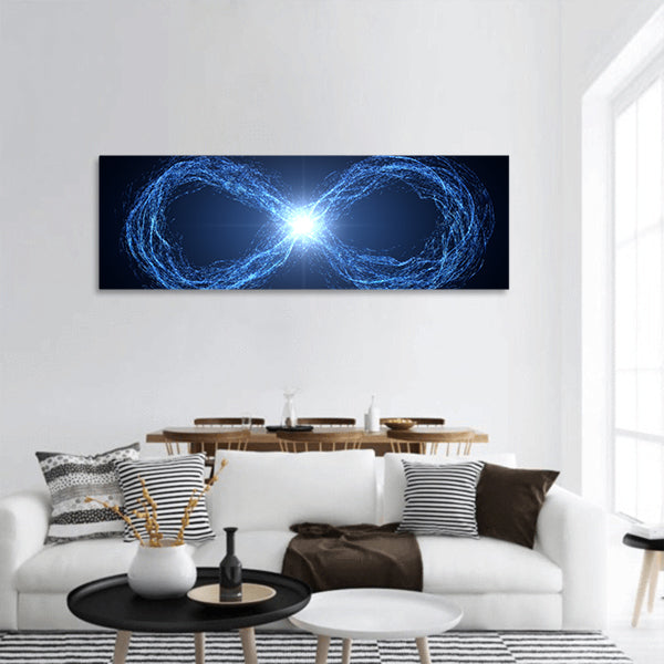 Loop of moving energy particles panoramic canvas wall art