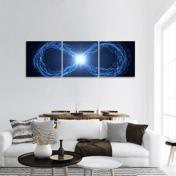 Loop of moving energy particles panoramic canvas wall art