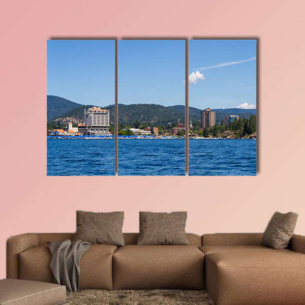 The Coeur d' Alene resort and Marina from the lake, Idaho Multi panel canvas wall art.