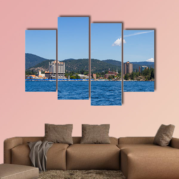 The Coeur d' Alene resort and Marina from the lake, Idaho Multi panel canvas wall art.