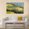 landscape in a rural area  of harvest under the yellow sunlight of autumn Multi panel canvas wall art