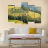 landscape in a rural area  of harvest under the yellow sunlight of autumn Multi panel canvas wall art